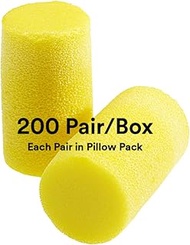 3M Ear Plugs, 200 Pairs/Box, E-A-R Classic Plus 310-1101, Uncorded, Disposable, Foam, NRR 33, For Drilling, Grinding, Machining, Sawing, Sanding, Welding, Slightly Longer Ear Plug, 1 Pair/Pillow Pack