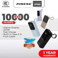 [3C Certified] Pineng PN-831PD 10000mAh 22.5W Fast Charge Built-in Cable Pocket Size Powerbank PN831