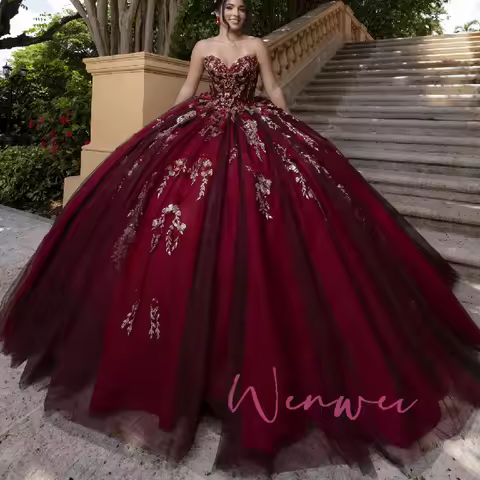 Sophie Store Customized Gorgeous Sequin Quinceanera Dresses for 15 Sweetheart Bow Appliques Lace up 