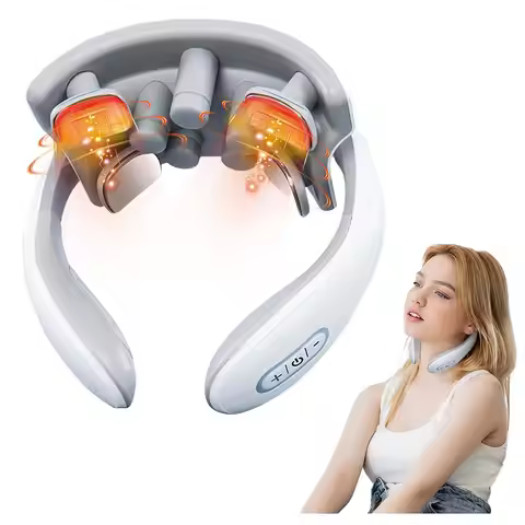 Vibration Neck Masssger Rechargeable Low Frequency Pulse Cervical Massager Smart Electric Neck Massa