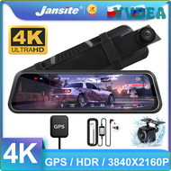 YVBEA Jansite 10" 4K Car DVR Driving Recorders Mirror Touch Screen Time-lapse Video 3840X2160P Dashcam Registrars Rear Camera Type-C PIEBV