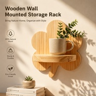 Wooden Flower Shape Wall Mounted Storage Rack Bohem Style Home Decor Simple Floating Plant Shelf