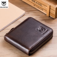7svf Bullcaptain RFID Leather Men's Wallet Brand Wallet Retro Men's Short Coin Wallet Zipper Wallet Clip WalletMen Wallets