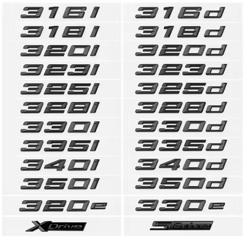 Glossy Black 320i 320d 320e 325d 328d 330i 330d 330e 335d 340d Emblem Sticker for 3 Series E90 E91 E