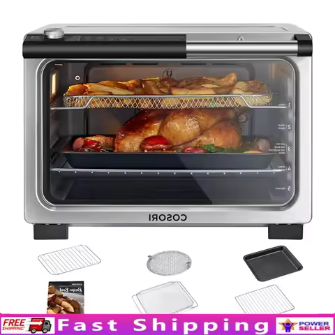 11-in-1 Air Fryer Toaster Oven with Ceramic Heating Elements Easy Cleanup Innovative Burner Function