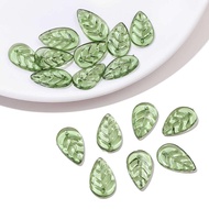 PRESTONRY Green Transparent Leaf Shape Beads, Leaf Shape Transparent Green Acrylic Leaf Beads, DIY N