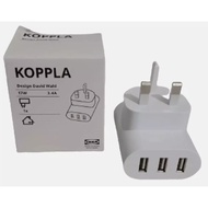 IKEA KOPPLA 3-Port USB charger 17W 3.4A UK plug