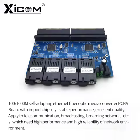 PCBA Borad Fiber Optical Converter Fiber Switch 100/1000M SC Simplex 4 Fiber Port 8 RJ45 Port Optic 