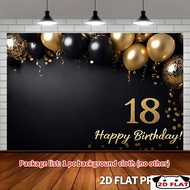 2D Flat - 18th Birthday 2D Flat Banner with gold and black No.18 balloon design as a party backgroun
