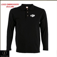 Microfiber Lengan Panjang Long Sleeve collar Polo T Shirt Logo Embroidery Sulam DJI DRONE PILOT   FF