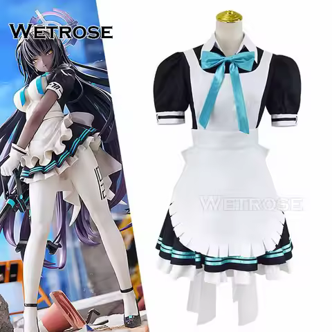 【Wetrose】In Stock Kakudate Karin Classic Maid Cosplay Costume Blue Archive Maid Full Set Wig Hallowe
