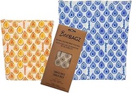 Reusable Beeswax Wrap Food Storage Bags, Plastic Free, Biodegradable, BeeBAGZ Snack Pack, 1 Small + 1 Medium, Multi Colours