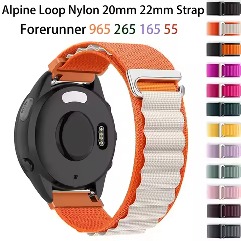 Alpine Loop Nylon 20mm 22mm Strap For Garmin Forerunner 965 265 165 55 Bracelet Belt Garmin Vivomove