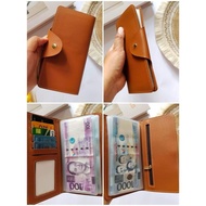 Money Organizer Leather Book Type Wallet with 5 Card slot and 6 pcs Plastic for Paper Bills