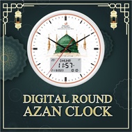 AL FATIHA Jam Azan Digital - Round Wall Jam Azan | High Quality Azan Sound | Dual Time