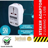 KENMASTER UNIVERSAL TRAVEL USB ADAPTOR 2 HOLE ADAPTOR Plug + 2 USB Electrical Plug + 2 USB - Kenmast