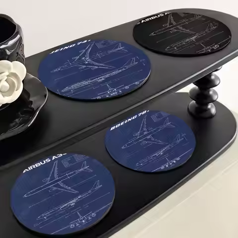 Air Force Plane Airbus A340 B747 Airplane Coasters Heat Resistant Non-Slip Home Office Bar Cafe Rest