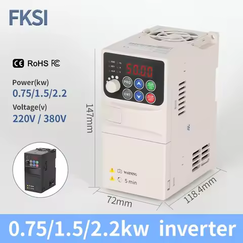 VFD Inverter 0.75KW 1.5KW 2.2KW 4KW Frequency Inverter 1P-3P 220V 3P-3P 380V Output Frequency Conver