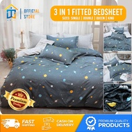 Wintop 3IN1 Bedsheet Set Planet Bed Sheet Single Bed Sheet Double Size Bedsheet Queen Size Pillow