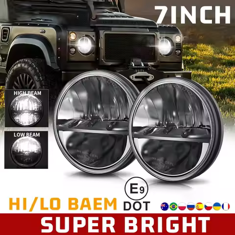 7 Inch LED Headlight H4 Hi-Low Beam For Motocycle 4x4 Jeep Wrangler TJ JK LJ CJ Land Rover Defender 