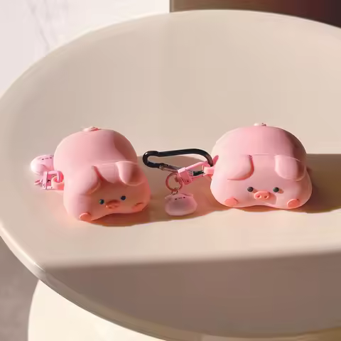 For Airpods 1 2 3 4 Airpod Pro Pro2 So Cute 3D Cartoon Lying down Pink Pig Earphone Protective Case