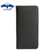 LEGILIMENS Cross Grain Cow Leather Men's Long Wallet Long Zipper Handbag Women's Mobile Phone Bag Zero Wallet Card Bag Wallet for Men