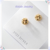 Nalala 925 Sterling Silver Golden Knot Stud Earrings - Gold