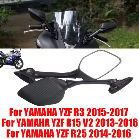 For Yamaha YZF R3 YZF R15 V2 YZF R25 Motorcycle Accessories Carbon Fiber Pattern Rear View Mirrors R