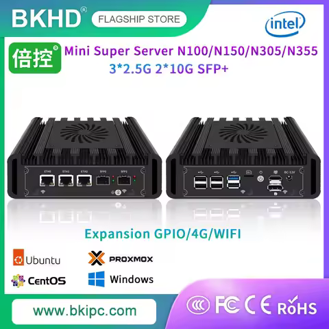 BKHD New H31F Dual Port 10G SFP+ Fiber Ports Mini PC Network Appliance Server N100/N150/N305/N355 3x
