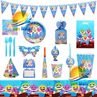 SUN MALL Party Supply Baby Shark Birthday Decorations for Kids, Baby Shark Themed Party Set