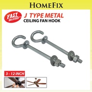 3" - 12" J Type Metal Ceiling Fan Hook /Ceiling Hanger