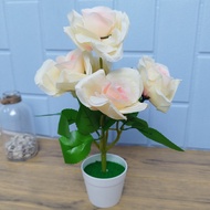 Unico PBP112 Tanaman Hias Plastik Pot Bunga Kembang Mawar Artificial Roses Flower Ornamen Hiasan Dek