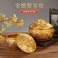 Pure Brass Cornucopia Ornaments with Lid Golden Toad Five Fortune Decoration Living Room Office Shop