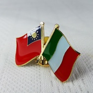 Double Flag Badge-Taiwan VS Italy 50pcs Each Set Triple W2.5xH1.5cm