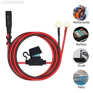 LOOKSHOW Motorcycle Quick Release SAE Cable With Fuse Terminal O Connector Battery Charger Extension