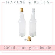 (12 bottles) 700ml round glass bottle / tuak bottle / cooking wine bottle