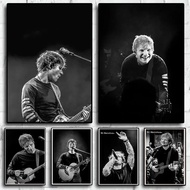 Pop Rock Singer Ed Sheeran Poster Aesthetics Black and White Guitar Concert Music Album Cover Canvas