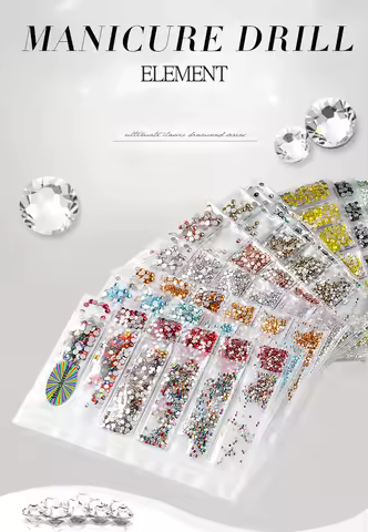 Super Glitter Colored Crystal Ss4-ss16 AB Mixed Size Non-thermal Repair Flat Bottom 3D Glass Rhinest