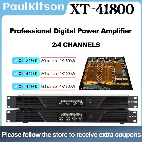 Paulkitson XT41800 4X1800W 8OHM Line Array Speaker Amplifier Professional Digital Power Amplifier 4 
