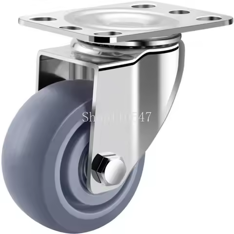 304 Stainless Steel Swivel Casters 1.5/2/3/4/5 Inches TPR Silent Rubber Wheels Waterproof Rustproof 