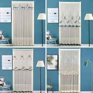 Embroidered Sheer Door Curtain Velcro Dustproof Partition Curtain Wardrobe Room Decor Cabinet Prevent Mosquitos