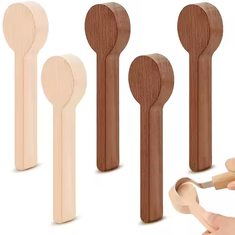 5PCS Wood Carving Spoon Blank Kit Wood Carving Spoon Blanks Beech and Walnut DIY Wood Crafts Wood Ca