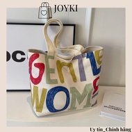 Women's canvas tote bag, large size handbag with basic letter print, JOYKI NT92 fashion