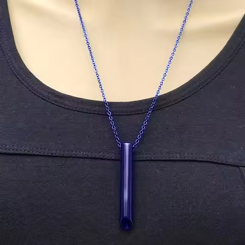 528Hz Stainless Steel Meditation Whistle Necklace Mindful Breathing Tool Anxiety Relief Yoga Stress