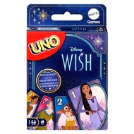 Mattel Games UNO Disney Wish Card Game for Kids, Adults & Game Night with Characters from The Movie 