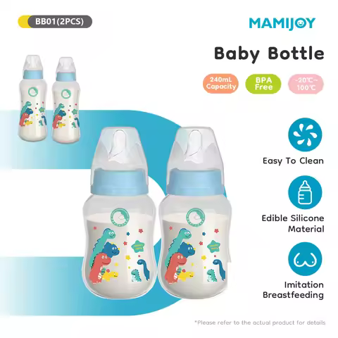 MAMIJOY 2PCS 150/240ML Baby Bottle Anti-drop Heat-resistant Milk Bottle Newborn Bottle Newborn Feedi