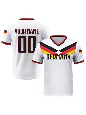 Custom Germany Football Jersey Personalized with Name Number Breathable V-neck Soccer Team Shirt for