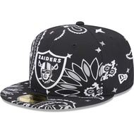 Men's Las Vegas Raiders New Era Black Paisley 9FIFTY Fashion Hip Hop Hat Flat Brim RFIE H47J