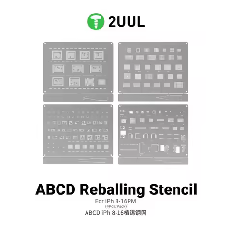 2UUL BG01 ABCD Tin Planting Steel Net for IPhone 8-16PM CPU Comprehensive BGA Reballing Stencil Mobi