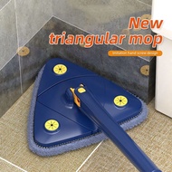 Triangle Mop 360° Rotatable Twist Squeeze Wringing Adjustable Water Absorption Telescopic Ceiling Wall Mop Deep Cleaning Mop